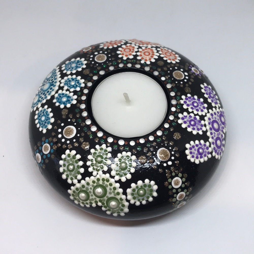 Hand Cast/Painted Tea Light Holder